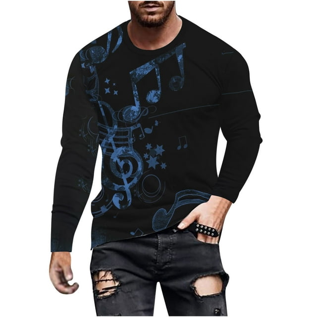 Birdeem Nouvelle Mode Décontractée T-Shirt à Manches Longues pour Hommes - T-Shirt Imprimé de Noël Sport - T-Shirt à Manches Longues Col Rond Blouses & Chemises