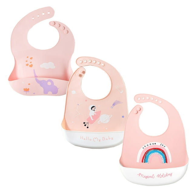 Set de 3 Baberos Silicona Para Bebe Ecologico Impermeable Dara Baby Acc0061