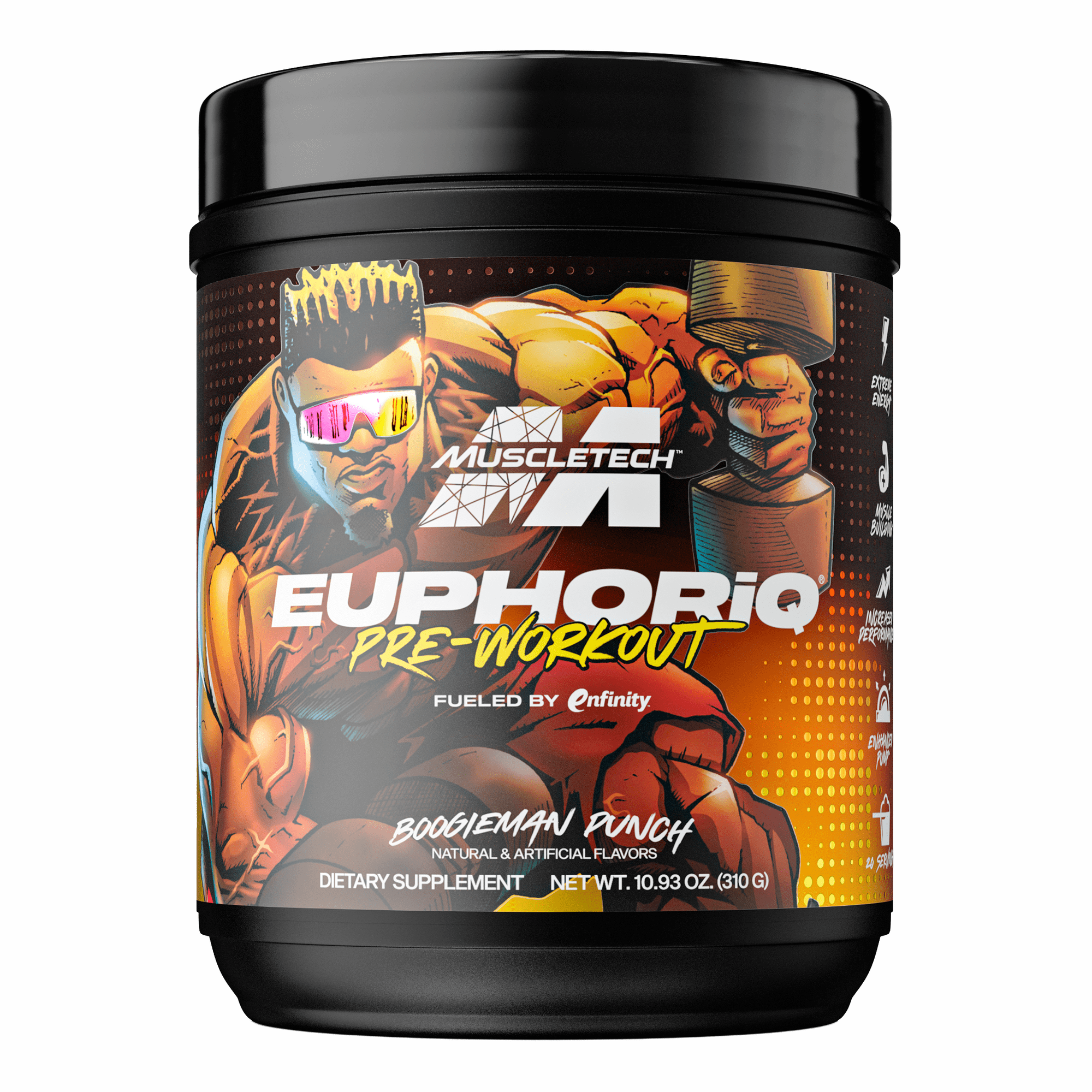 MuscleTech EuphoriQ Preworkout Powder and Energy Support, Boogieman Punch