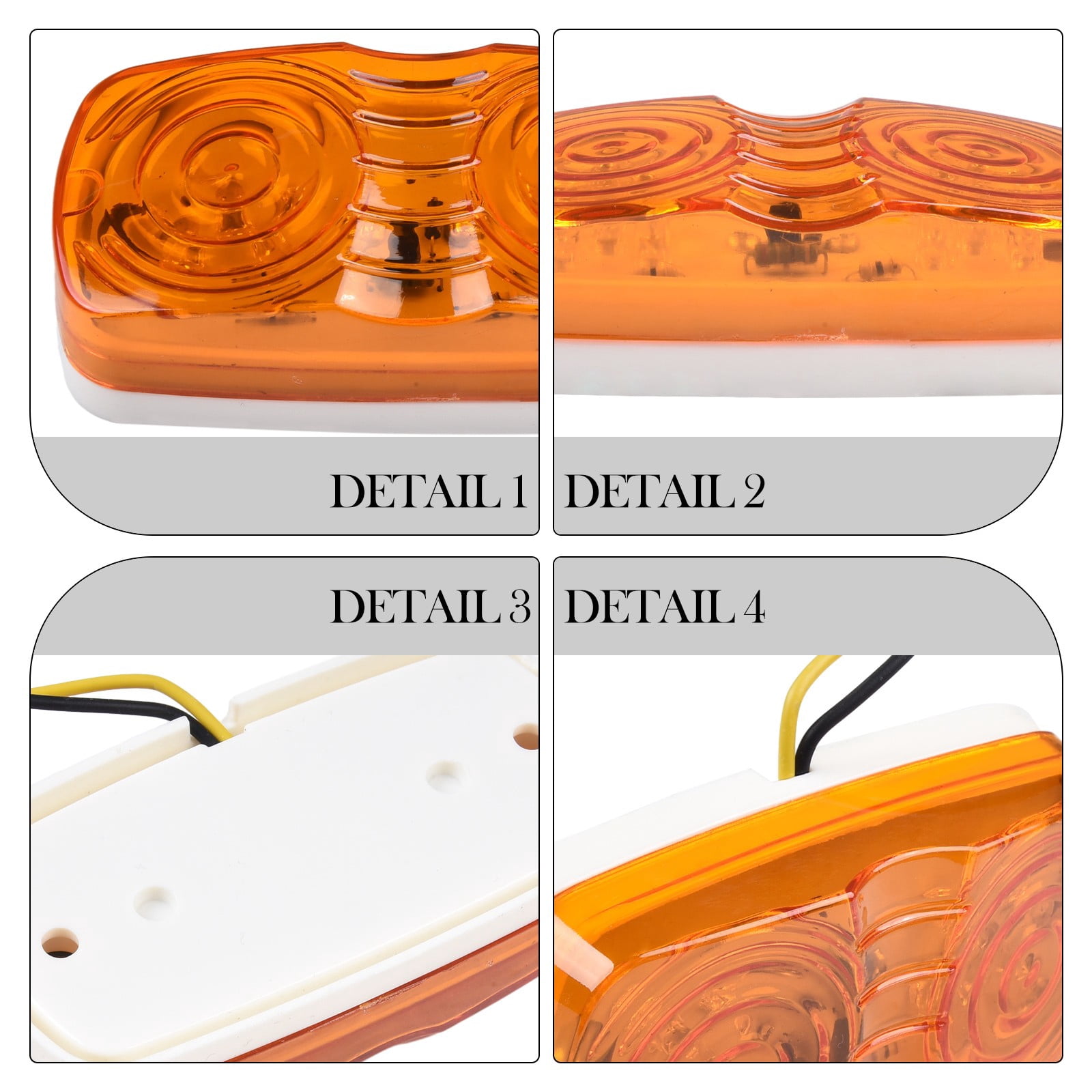 12pc Amber + Red LED Trailer Marker Lights With Chrome Bezel - DOT FMVSS 108 Compliant, IP67 Waterproof, Surface Mount