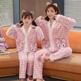 thumbnail image 3 of Cárdigan para niña, servicio a domicilio, festivales de Navidad, ropa roja para padres e hijos, pijamas para madre e hija, otoño e invierno, franela acolchada, 3 of 4