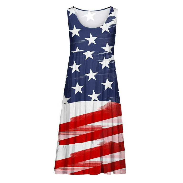 red white and blue mini dress Vetsdori Red White and Blue Mini Dress for Women's Summer American Flag Slip Dress Backless Fourth of July,Casual Crew Neck Tank Mujer Womens Dress
