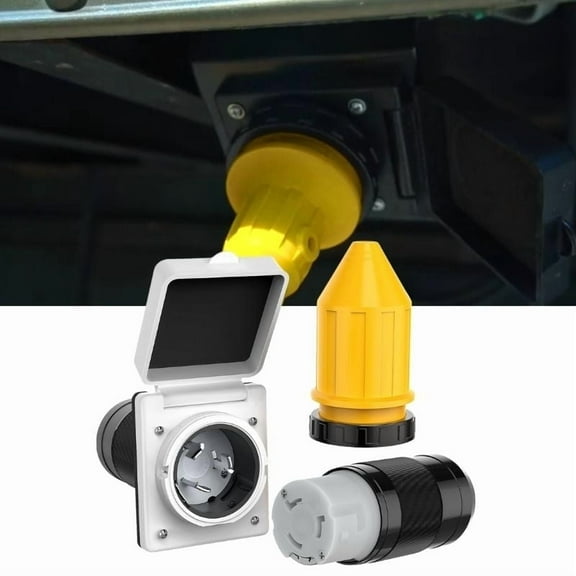 Nilight 50A RV Power Inlet Outlet Shore Kit w/Boot Cord Protector ETL Listed 125/250V NEMA Twist Lock Male Female Plug for Camper Caravan Trailer