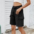 thumbnail image 3 of Las mujeres Y2K cintura alta 6 bolsillos pantalones cortos verano Jorts Casual lavado herramientas pantalones vaqueros pantalones cortos, 3 of 7
