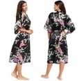 thumbnail image 2 of Albornoz tipo kimono de seda para mujer, túnicas de seda estilo Kimono con estampado floral, conjunto de noche cómodo disponible en talla grande XXXL, 2 of 3