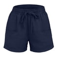 thumbnail image 5 of vigerkar Summer Shorts Casual High Waist Drawstring Shorts with Pockets, Lightweight Baggy Beach Vacation Shorts, Resort Lounge Bottoms, Going Out Comfy Trendy (Navy, 4XL), 5 of 5