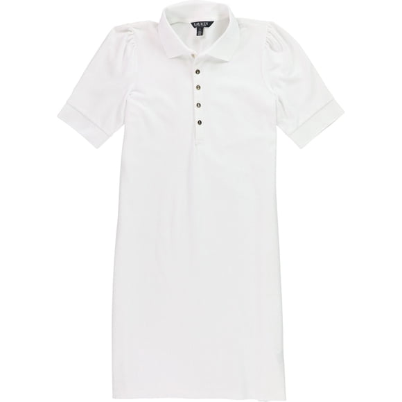 Ralph Lauren Womens Collared Shift Dress, white, L