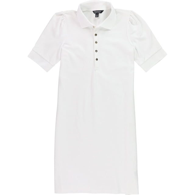 Ralph Lauren Womens Collared Shift Dress, white, L