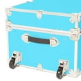thumbnail image 2 of Rhino Trunk & Case Large Leather Embossed Vinyl Trunk With Removable Wheels, Summer Camp Footlocker, College Dorm Storage Chest, Sportsman Trunks - Seats 1000+ lbs. On Top 32"x18"x14" (Sky Blue), 2 of 9