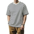thumbnail image 2 of Men'S Classic Horizontal Striped Crew Neck Short Sleeve T Shirt Casual Loose Fit Tops For Summer Daily Wear And Vacation,White,XXL, 2 of 4