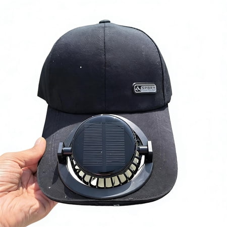 HOARBOEG Solar Fan Hat for Men Women Summer Cooling Wide Brim Baseball Cap with Rechargeable USB Outdoor Sun Protection Hat for Fishing Hiking Gardening Travel Unisex Adult Hat