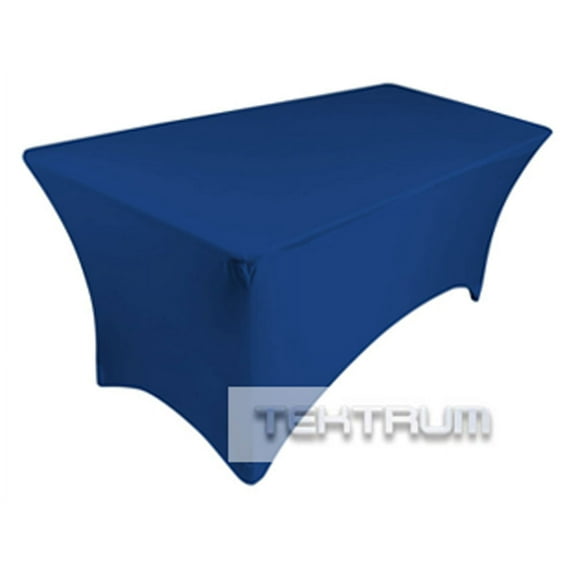 TEKTRUM 4 FT LONG RECTANGULAR STRETCH TABLECLOTH DJ JACKET COVER FOR TRADE SHOW - PREMIUM FABRIC  - BLUE COLOR