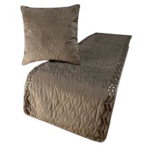 King Queen Twin Gray Handmade Queen 74"x18" Bed Runner With Pillow Cover, Quilted & crystals Bed Scarf on Velvet fabric - Grey Diamond Symphony