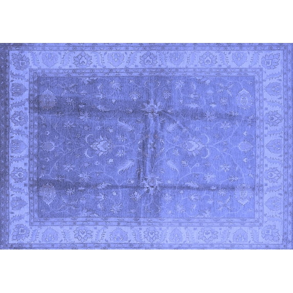 Ahgly Company Machine Washable Indoor Rectangle Oriental Blue Traditional Area Rugs, 6' x 9'
