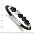 thumbnail image 2 of Primal Steel Stainless Steel Polished with Lava Stone Black Leather 8 Inch Bracelet, 2 of 7