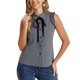 thumbnail image 2 of CAMISA DE OFICINA SIN MANGAS CON VOLANTES Y LAZO PARA MUJERES INSPIRADA EN CHIC, GINGHAM, TAMAÑO S, AZUL OSCURO, 2 of 6