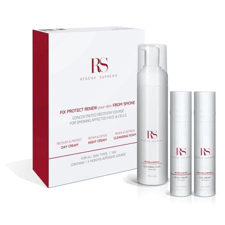 REGENE SUPREME Rejuvenating Skin Protection Set, Concentrated Recovery Course for Smoking Affected Face & Cells - Fix, Protect and Renew Your Skin From Smoke and Pollution