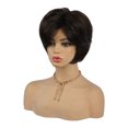thumbnail image 3 of Pelucas peludas peludas del duendecillo corto del pelo humano de las mujeres elegantes con las explosiones para las de cosplay Marron oscuro Sunnimix Peluca de cabello humano de mujer en capas, 3 of 8