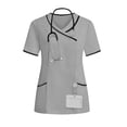 thumbnail image 7 of Going Out Tops Sawvnm Women's Nurses Tunic Uniform Clinic Carer V-Neck Protective Clothing Tops for Women Gray XL, 7 of 7