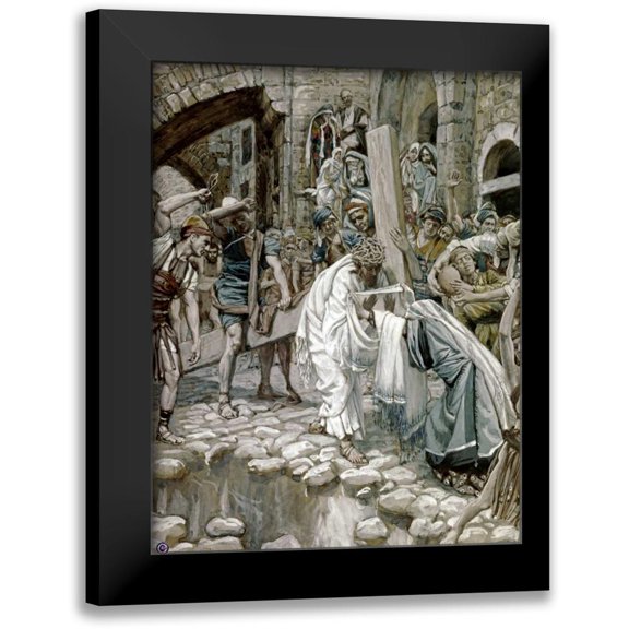 Tissot, James Jacques 12x14 Black Modern Framed Museum Art Print Titled - A Holy Woman Wipes the Face of Jesus