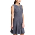 thumbnail image 2 of DKNY Womens Faux-Suede Zip-Front Scuba Dress Gray 10, 2 of 2