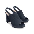 thumbnail image 4 of BLISSFUL STEP Women's Peep Toe Slingback Platform Heels Block Heels Sandals Navy Blue 6.5, 4 of 8