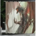 thumbnail image 4 of Ambesonne Myth Shower Curtain, Creature Dragon, 69"Wx70"L, Grey Red, 4 of 5