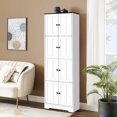 thumbnail image 3 of Modern White Tall Storage Cabinet with Doors & 4 Shelves for Living Room, Kitchen, Office, Bedroom, Bathroom - Stylish and Functional Furniture, 3 of 10