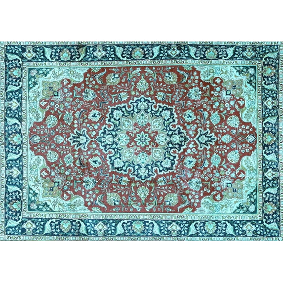 Ahgly Company Indoor Rectangle Persian Light Blue Traditional Area Rugs, 8' x 10'