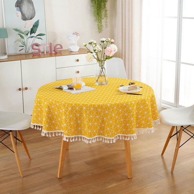 Nappe en Polyester et Coton 120Cm/150Cm avec Franges, Nappe à Carreaux Rouge