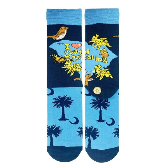 Men’s Novelty Crew Socks State Souvenir, Crazy Funny Cotton Dress Socks Gift - South Carolina