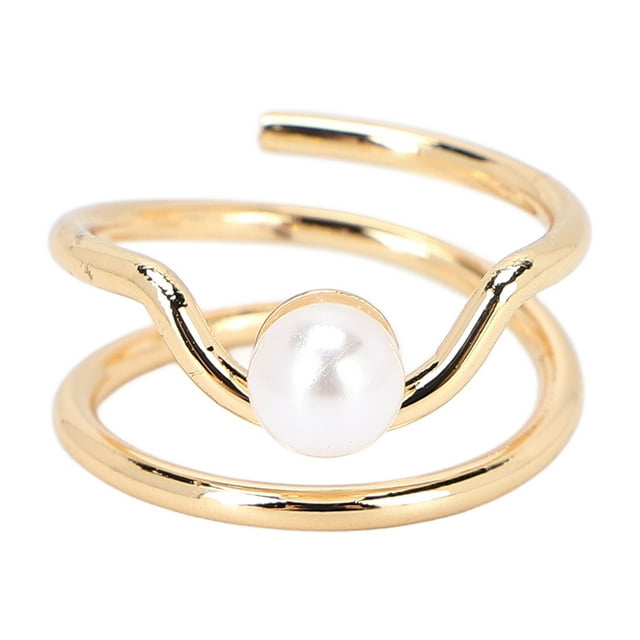 Anillos de perla para nudillos de uñas, joyería elegante y sencilla de cobre para las puntas de los dedos para mujeres y niñas, oro 3052