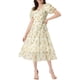 thumbnail image 2 of Vestido Floral de Manga Corta para Mujeres Inspire Chic, Cintura Ajustada, Vestidos Largos Talla S Color Albaricoque, 2 of 6