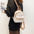 thumbnail image 5 of Yucurem Mini Floral Backpack for Women Polyester Small Backpack Purse Shoulder Bag for School Travel (Brown), 5 of 10