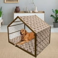 thumbnail image 2 of Moroccan Pet House, Tile Pattern with Squares of Various Sizes Eastern Inspired Oriental, Outdoor & Indoor Portable Dog Kennel with Pillow and Cover, 5 Sizes, Cream Dark Coral Brown, by Ambesonne, 2 of 4