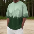 thumbnail image 2 of Men's Fashion T-Shirts Graphic Tees Mountain Views Print Tee for Men Dark Green S, 2 of 6