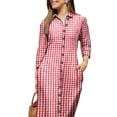 thumbnail image 3 of FASHIONWT Women Casual Button-Up Midi One-Piece Long Sleeve Turn-Down Collar Slim Shirt Dress, 3 of 4