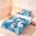 thumbnail image 5 of Manfei Festive Christmas Twin Sheets,Snowman Penguin Deer Animals Bedding,Blue White,3pcs,1 Flat Sheet,1 Fitted Sheet and 1 Pillowcase, 5 of 6