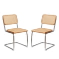 thumbnail image 3 of Upholstered Velvet Chairs, Hand - woven Rattan Back for Ventilation / Fit for Living Room Ambiance, 3 of 7