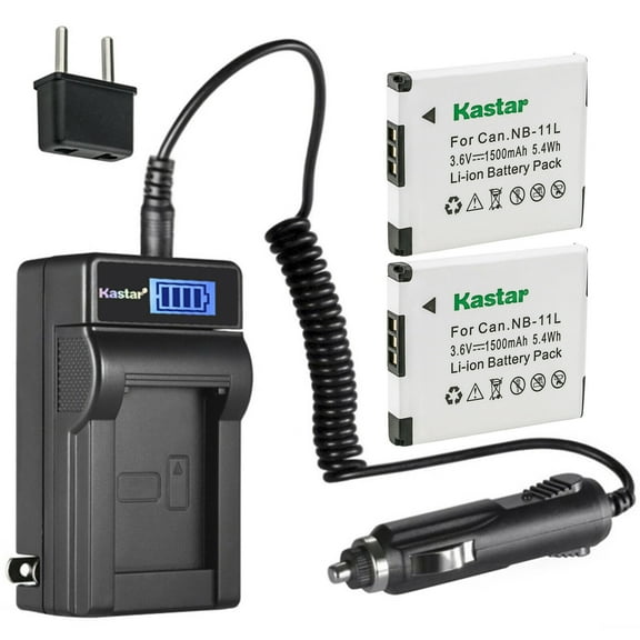 Kastar 2-Pack NB-11L Battery and LCD AC Charger Compatible with Canon ELPH 320 HS, ELPH 340 HS, ELPH 350 HS, ELPH 360 HS, IXUS 125 HS, IXUS 127, IXUS 130, IXUS 132, IXUS 133, IXUS 135, IXUS 137 Camera