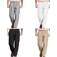 thumbnail image 3 of FOCUSNORM Pantalon Large pour Hommes Taille Mi-Haute Plissé devant Long Pantalon de Plage Décontracté, 3 of 8