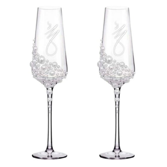 Flautas for brindis de boda de cristal de 2 piezas, exclusivo juego de copas de champán for celebración de aniversario