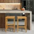 thumbnail image 2 of Gymax Set of 4 Acacia Wood Bar Stool 30-Inch Height Bar Chair with Saddle Shaped Seat, 2 of 8