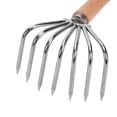 thumbnail image 6 of Garden Hand Rake Gardening Tool Claw Loosening Soil Lightweight Steel Cultivator Wood Handle Versatile Leaf Rake Soil Tiller for Lawn Plants Short Handle 7, 6 of 7