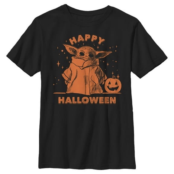 Boy's Star Wars: The Mandalorian Grogu Trick or Treat  Graphic Tee Black X Large