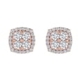 thumbnail image 3 of 1/2 Carat Cushion Shaped Diamond Stud Earrings in 14K Rose Gold (I1-I2 Clarity), 3 of 4