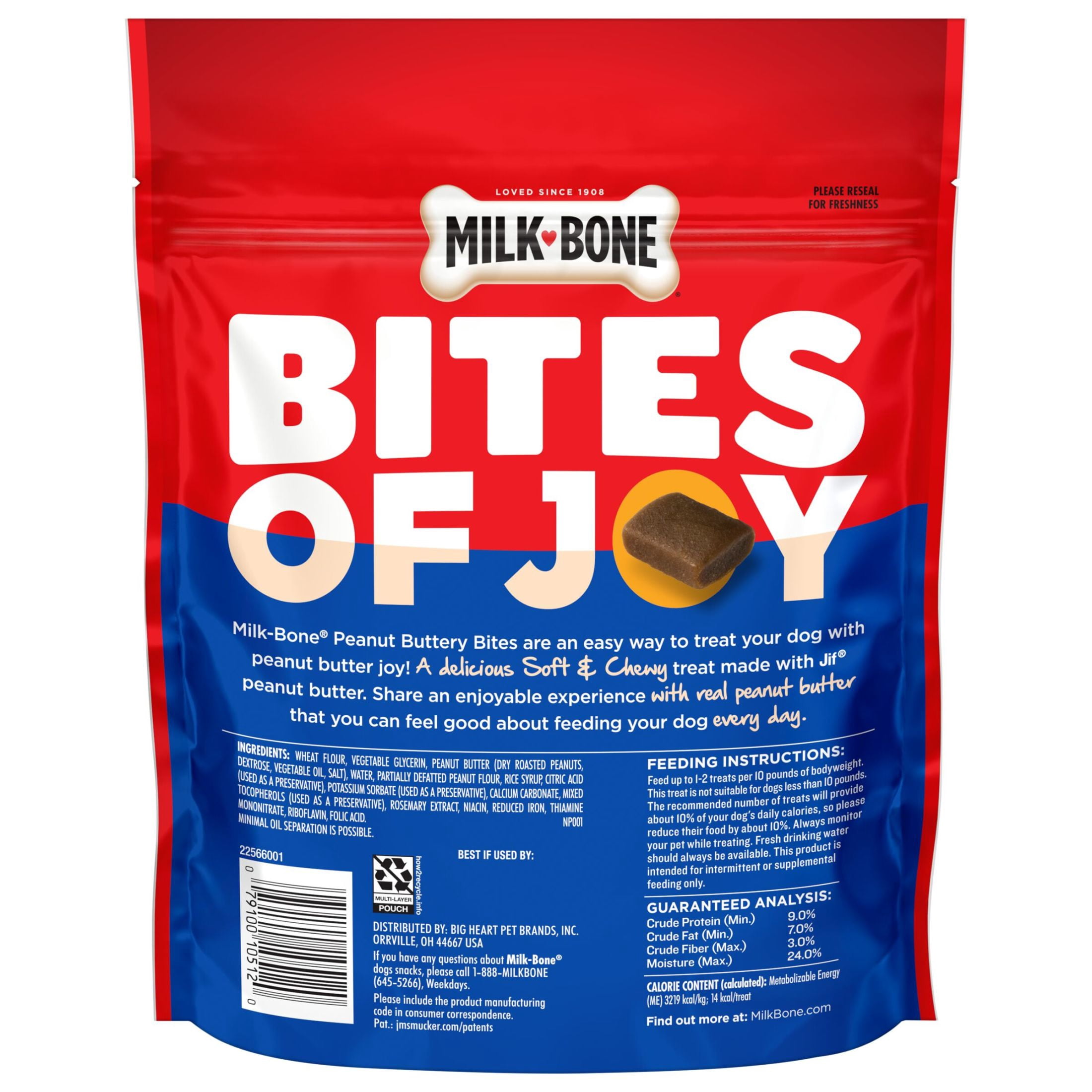 Milk Bone Peanut Buttery Bites, Soft Dog Treats With Jif Peanut Butter, 24 oz Bag