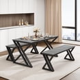 thumbnail image 2 of Dining mesa y bench set para 4: rectangular dining room mesa set con sturdy metal frame, space-saving para kitchen, dining room, o apartment (gris), 2 of 8