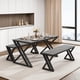 thumbnail image 2 of Dining mesa y bench set para 4: rectangular dining room mesa set con sturdy metal frame, space-saving para kitchen, dining room, o apartment (gris), 2 of 8