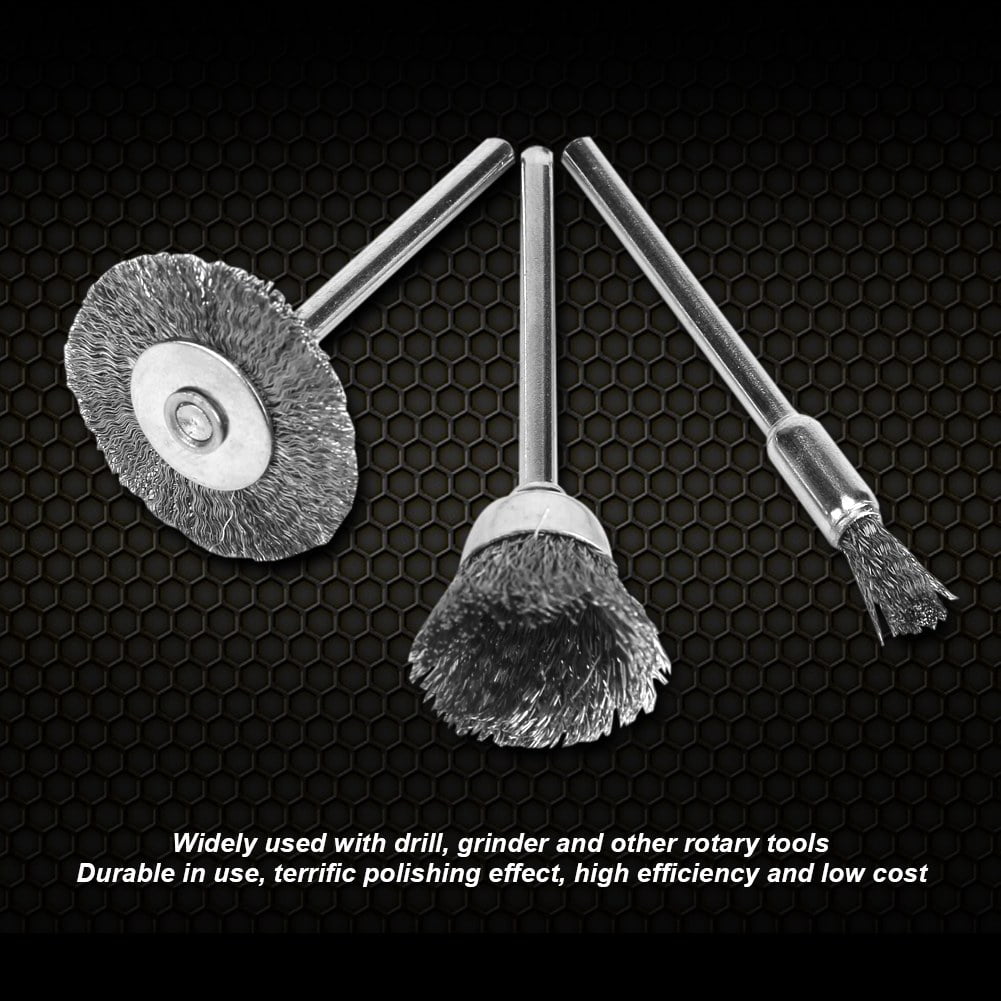 Qiilu 24pcs Stainless Steel/Brass Wire Wheel Polishing Brushes for